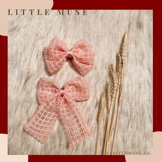 Kẹp tóc bấm KORE Little Muse nơ ren hồng cánh phớt