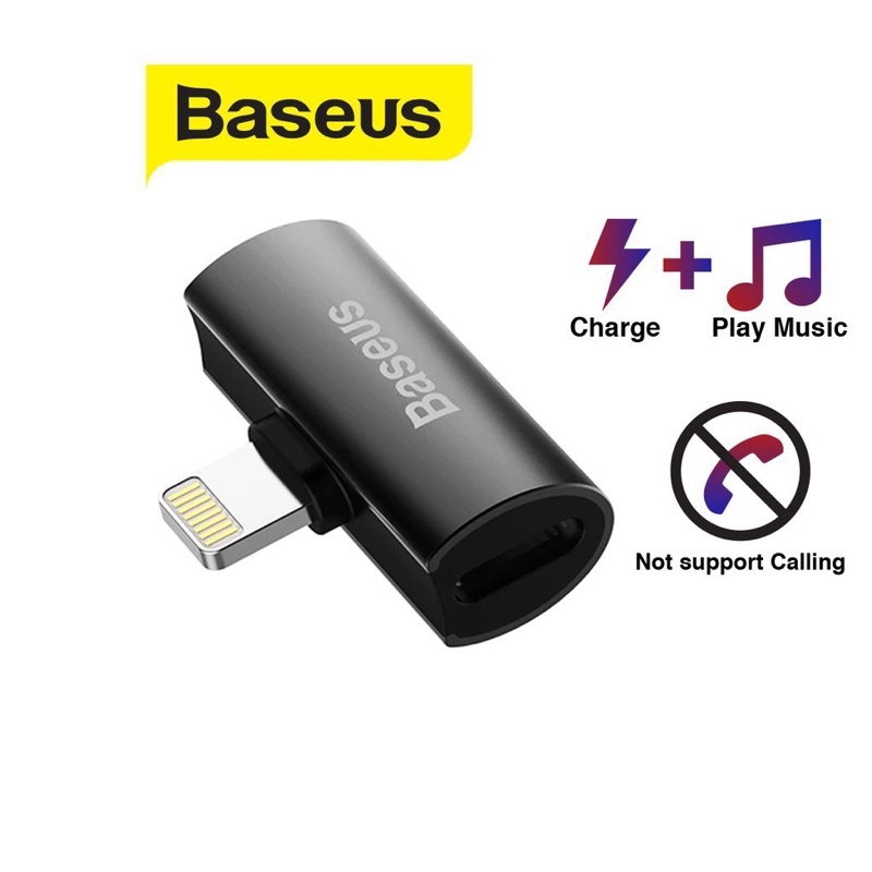Jack Chuyển Basues-L46 Cổng sang 2 đầu cáp sạc nhôm nguyên khối cao cấp -Vừa Nghe Nhạc Vừa Sạc Pin cho ip