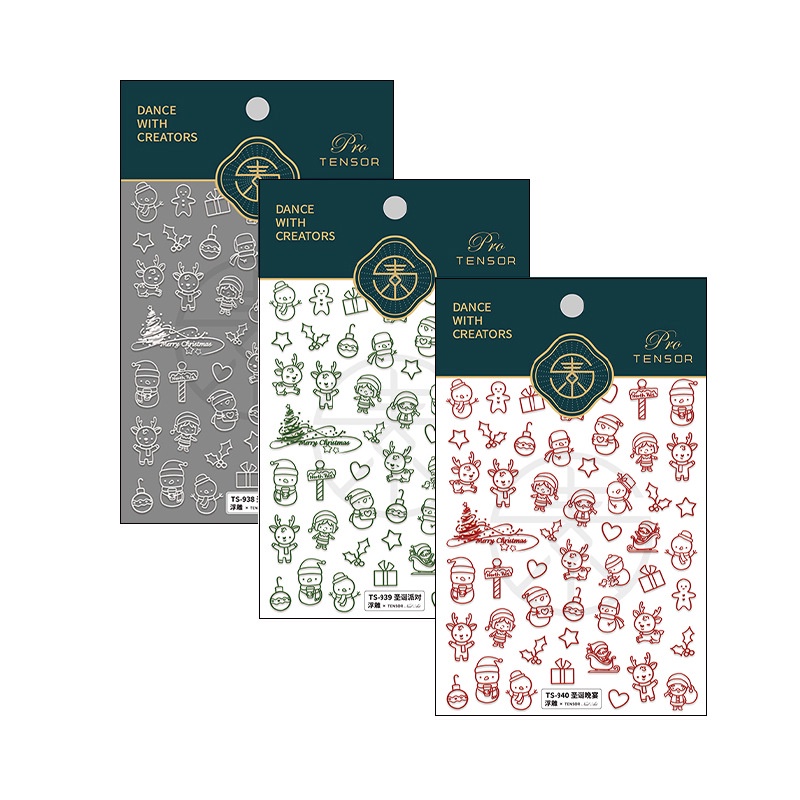 Miếng Dán Dập Nổi Họa Tiết 5D Trang Trí Móng Tay Giáng Sinh TS939