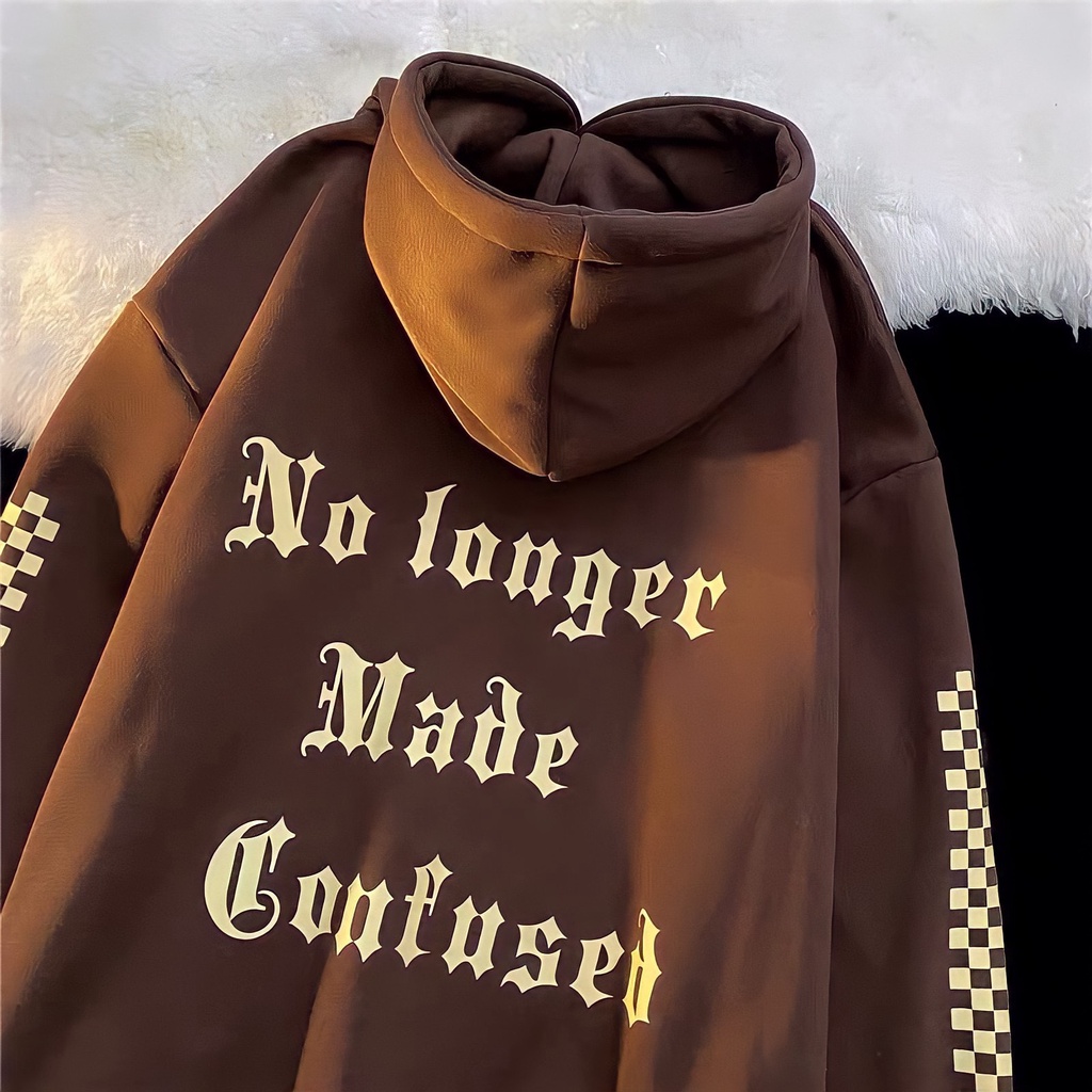 💃 Áo Hoodie Nỉ Ngoại No Longger In Chữ Tay Caro 4 Màu