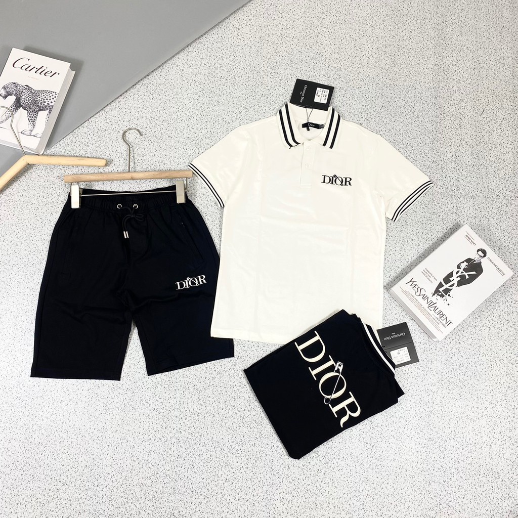 Bộ hè nam có cổ với hai màu đen trắng, họa tiết thêu logo trước sau,chất không xù bộ thể thao nam mặc thoải mái Dor221 | BigBuy360 - bigbuy360.vn