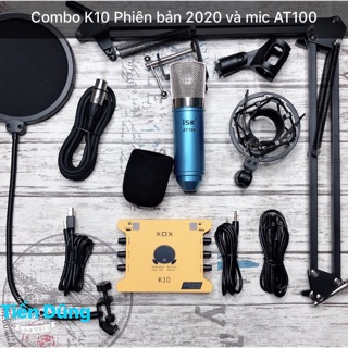 Mua Bộ mic thu âm ISK at100  sound card xox k10 2020 phiên bản tiếng anh chân dây - combo livestream micro AT100 đã đầy đủ