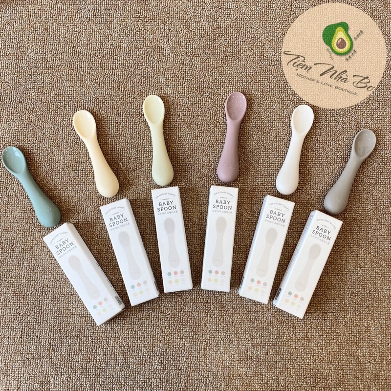 Thìa muỗng ăn dặm silicone Bluemama cho bé, thìa cho bé ăn dặm