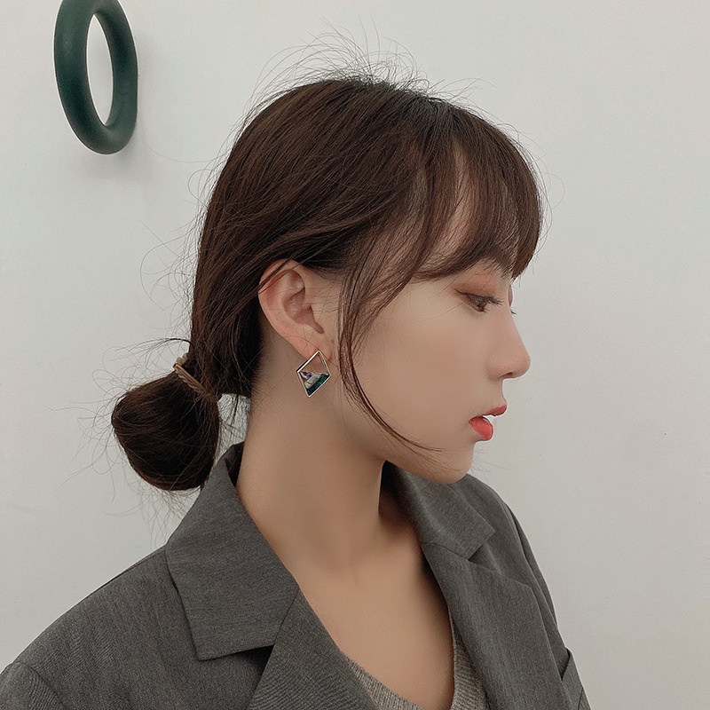 Khuyên tai Pinkdudu PD728 bằng hợp kim đính kim cương màu tương phản thời trang cho nữ