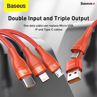 Cáp sạc nhanh 3 đầu Baseus Flash Series 3in1 Plus (USB+ Type C to Micro+Lightning + Type C, 100W Quick Charge and Data)