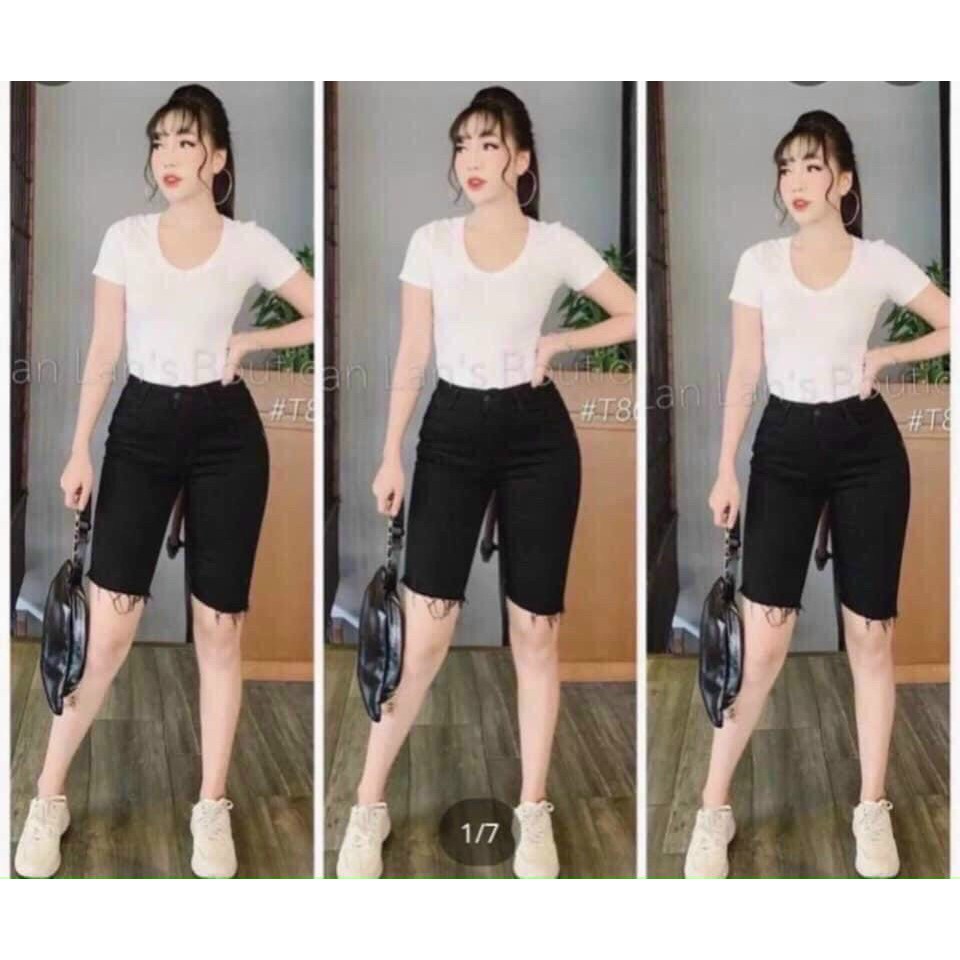 Quần Kaki lửng cạp chun vải cao cấp thun ngố nữ co giãn tốt dáng ôm-quấn ngố không rách