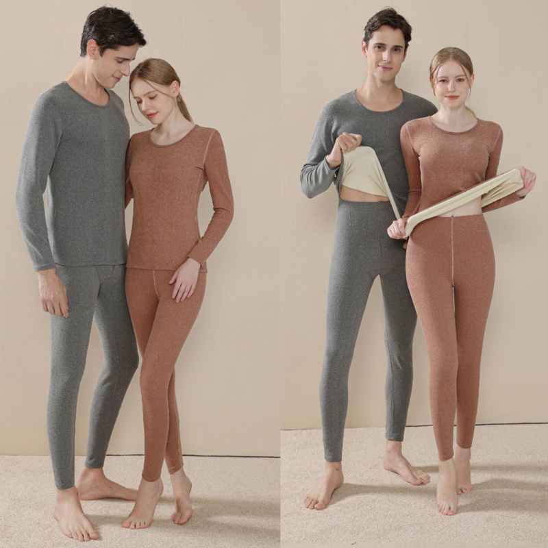 Youyo Bộ Đồ Ngủ Giữ Nhiệt Lót Lông Cừu Màu Trơn Thời Tiết Lạnh Giữ Ấm Mùa Đông Cho Nam Và Nữ O