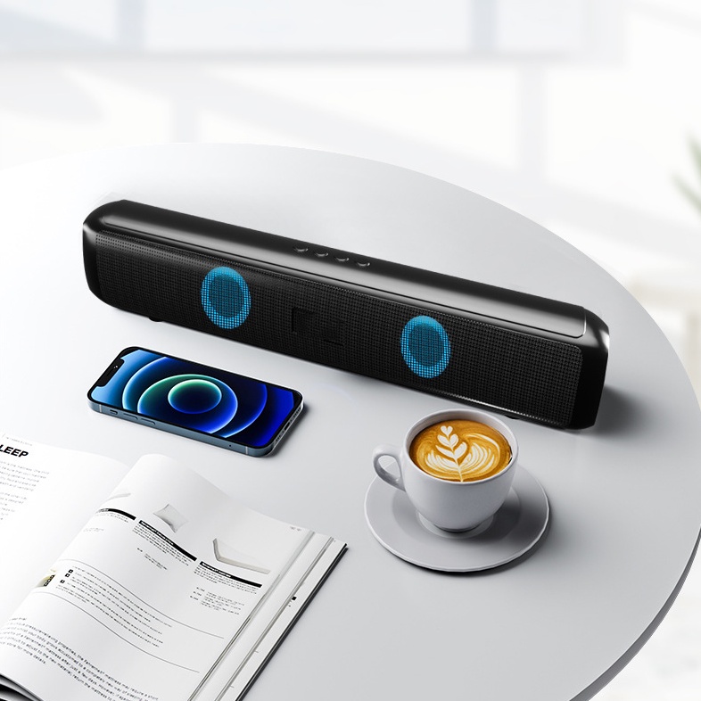 Loa Bluetooth Không Dây Soundbar RGB Âm Thanh Vòm 3D Phiên Bản Đặc Biệt Dùng Cho Máy Tính Vi Tính, Có Đèn LED 2 mắt.
