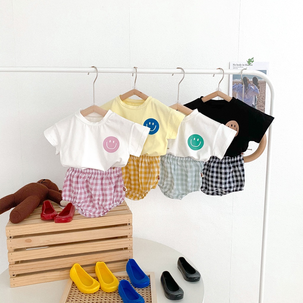 Bộ Đồ 2 Món Áo Thun Cotton Tay Ngắn + Quần Short Thời Trang Mùa Hè Cho Bé Trai / Gái