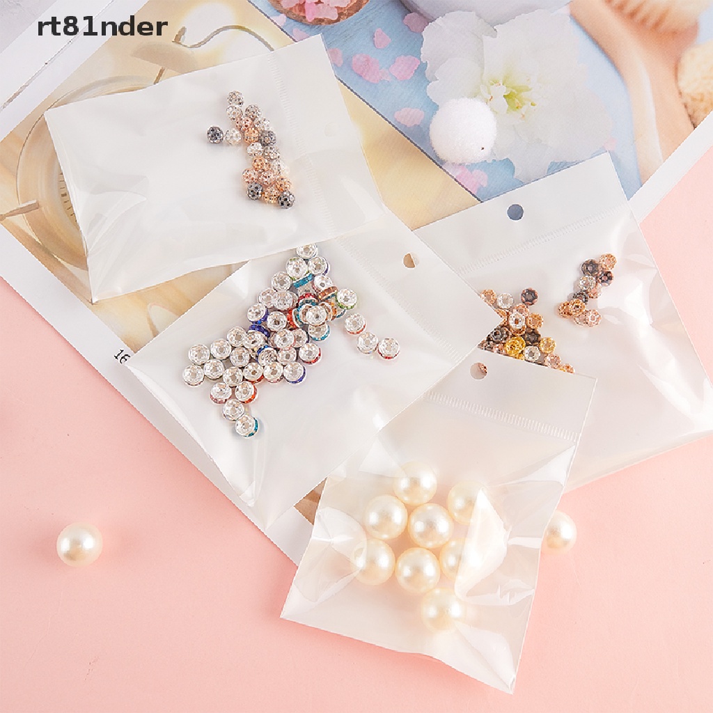 rt 50pcs Self Sealing Plastic Bags Resealable White Cellophane Bag for DIY Jewelry n