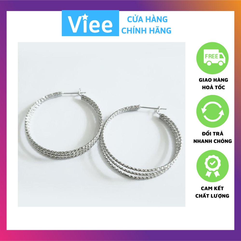 Bông tai inox tròn 3 vòng không đen hàn quốc BHBT269
