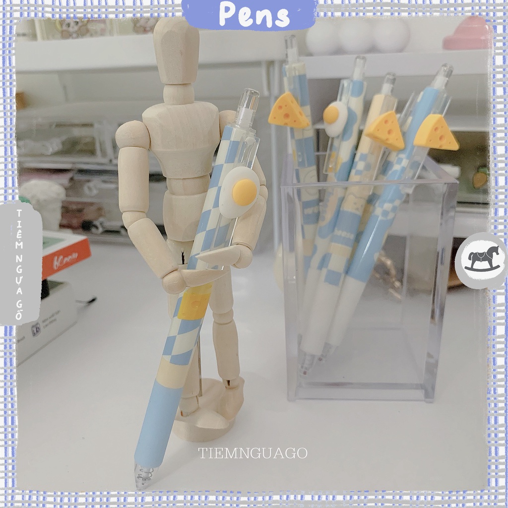 Bút Gel Đen UMEI Cheese & Egg Ngòi 0.5mm - Lẻ 1 cây - Tiệm Ngựa Gỗ