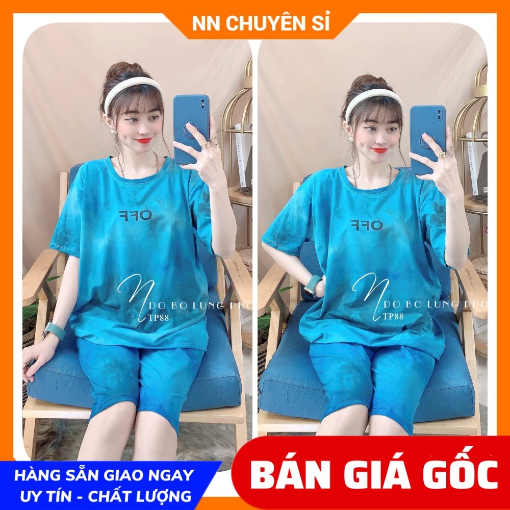 Đồ bộ nữ mặc nhà phom to chất thun mềm mịn mát loang màu in họa tiết dễ thương TP88