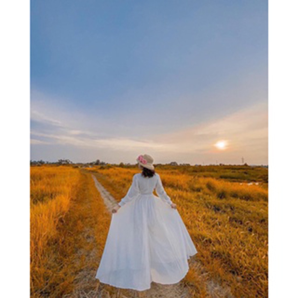 Đầm maxi đi biển dáng xoè cut eo bo chun tay chụp hình đi du lịch siêu ảo phong cách XUKA DRESS