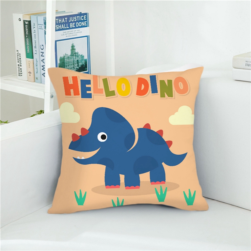 Vỏ Gối Trang Trí In Hình Khủng Long Hoạt Hình Bằng Polyester