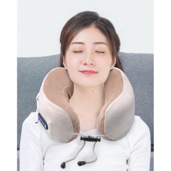 Gối massage cổ vai gáy U-shaped cao cấp - Gối massage hồng ngoại hô trợ mát xa vùng cổ, giảm đau nhức vai gáy 2000MAh