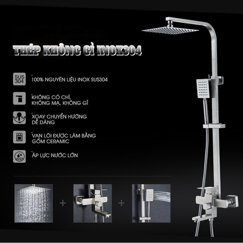 Sen cây tắm đứng nóng lạnh inox 304 Thai Land. Bảo Hành Toàn Quốc 5 Năm