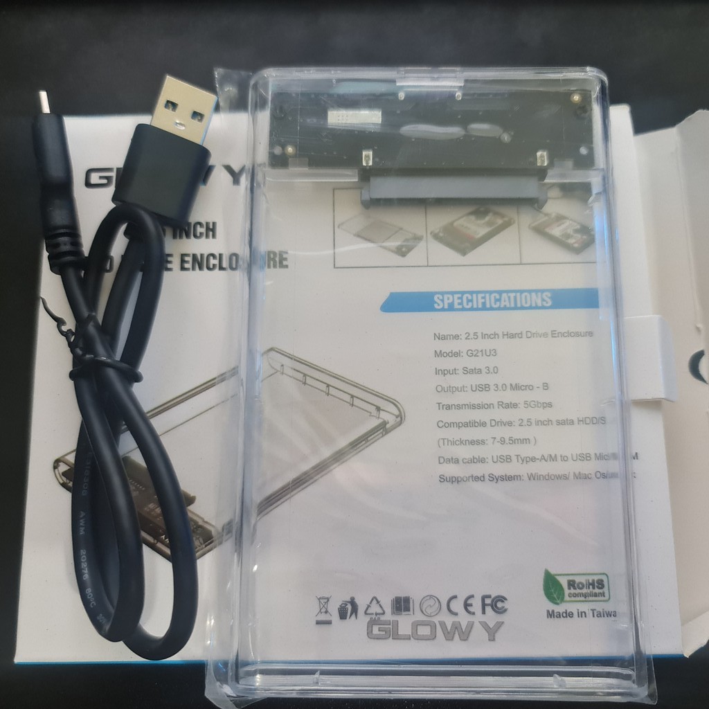 Box ổ cứng gắn ngoài GLOWY chân USB  - Biến SSD HDD của bạn thành ổ cứng gắn ngoài