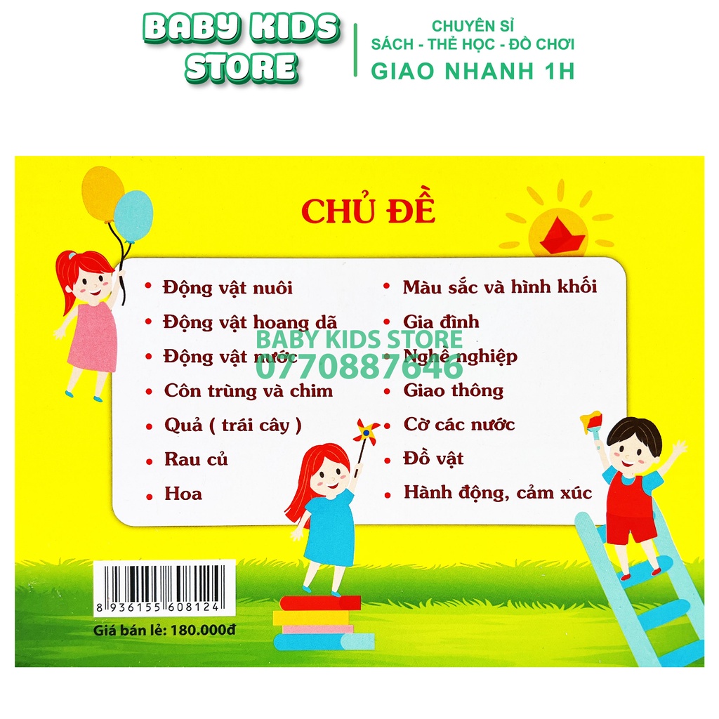 Bộ Thẻ Học Thông Minh 14 Chủ Đề loại To Song Ngữ Tiếng Anh Loại Chuẩn Glenn Doman Flashcard Cho Bé Từ 0-6 Tuổi
