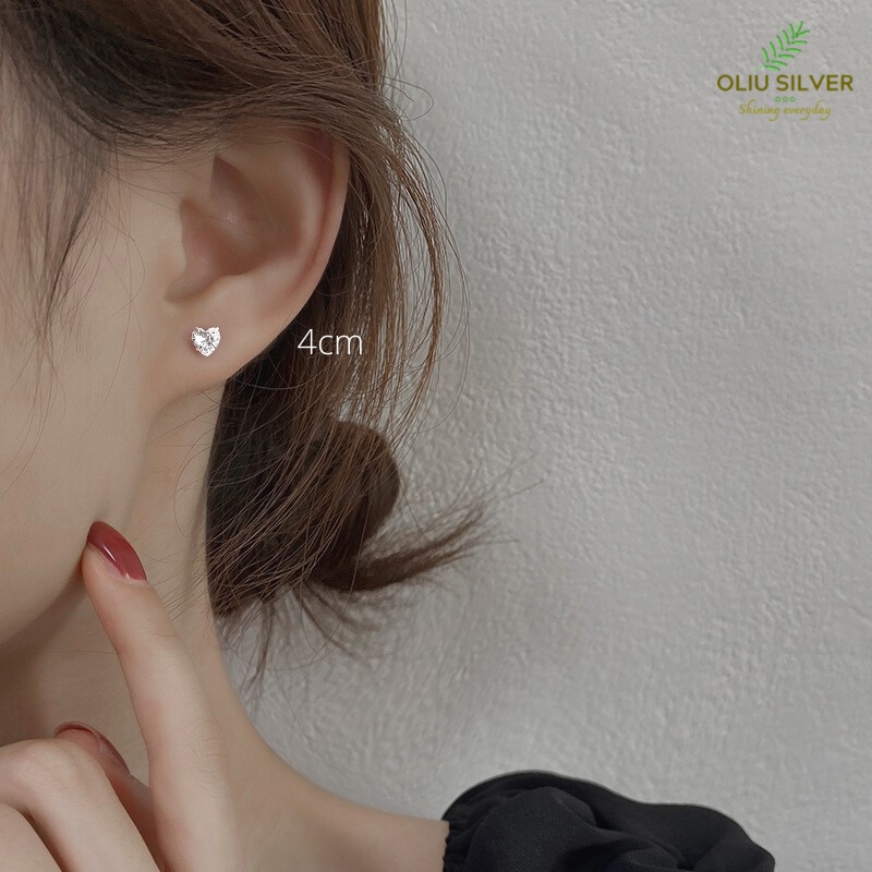 Bông Tai Bạc S925 Mini Bling Heart Trái Tim Nhí Nhiều Size Tối Giản Xinh Xắn | Khuyên Tai Nữ Trang Sức Bạc Thời Trang