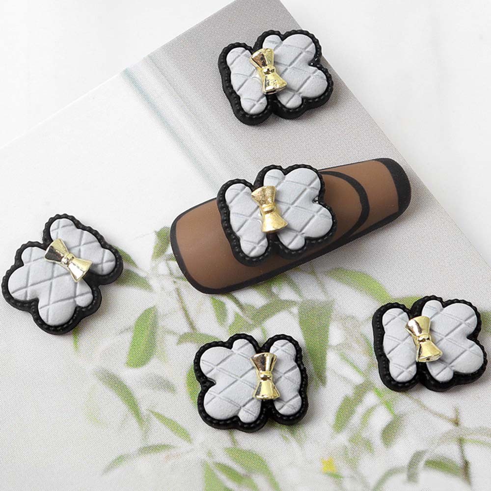 [Hàng mới về] Phụ kiện trang trí móng tay hình gấu cà vạt nơ 3d đáng yêu diy