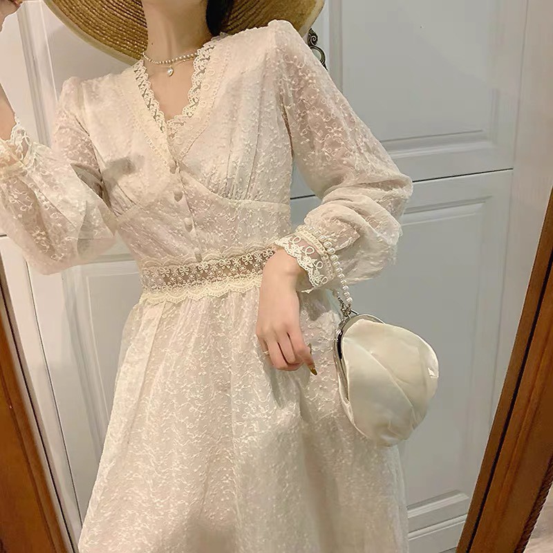 [Mã FATHANG5 giảm 10K đơn 50K] [HÀNG QCCC] - Váy ulzzang tiểu thư tay dài vintage - K05 - jannahouse | BigBuy360 - bigbuy360.vn