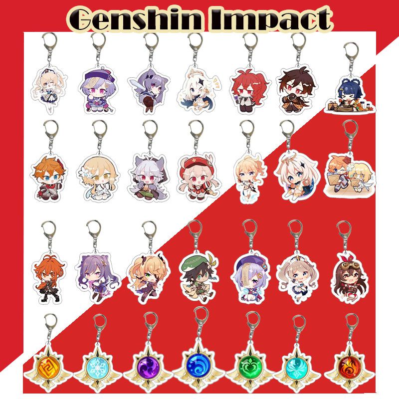 Móc khóa nhựa acrylic in hình nhân vật game Paimon Klee Lumine