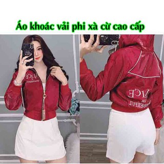 Áo khoác nữ thêu chữ alice có nón thời trang chất phi xà cừ đẹp mịn