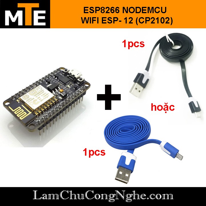 Mạch thu phát wifi ESP8266 nodeMcu CP2102 internet of thing IOT Kèm cáp