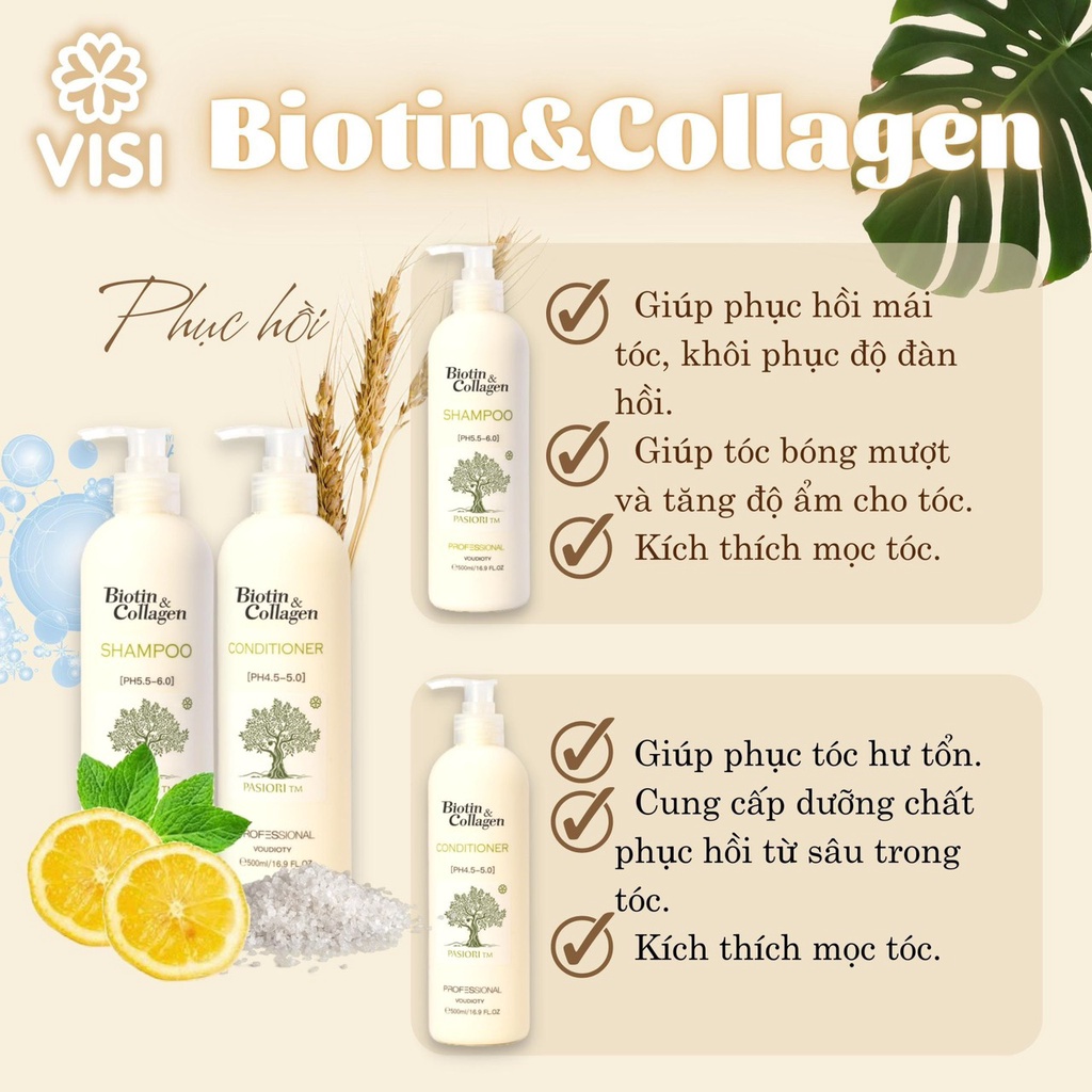 Cặp Dầu Gội Xả BIOTIN COLLAGEN TRẮNG 1000ml MẪU 2021- Giảm Rụng Tóc, Kích Mọc Tóc, Phục Hồi Tóc Khô Xơ -Hàng Chính Hãng