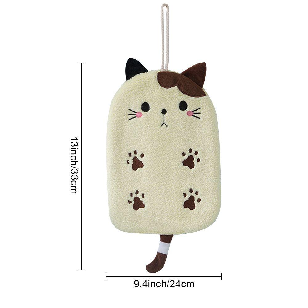 Khăn Lau Tay Vải Nhung San Hô Thêu Họa Tiết Dễ Thương Treo Tường Tiện Dụng Cho Nhà Tắm