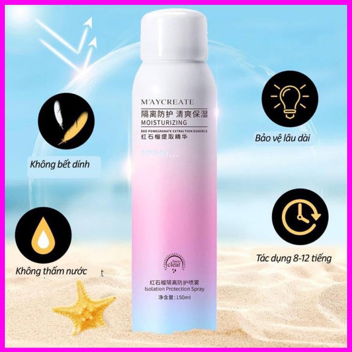 [Xịt Chống Nắng] trắng Da Nâng tông Spf35 Maycreate 150ml