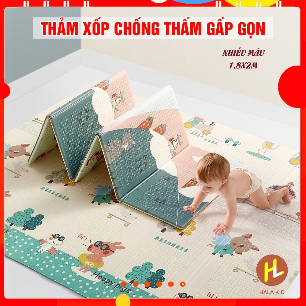 Thảm xốp gấp gọn chống thấm (1,8 x2mx0.8cm) 2 mặt phủ bóng đa năng