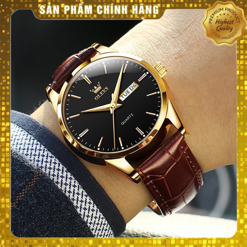 Đồng Hồ OLEVS 6898 Dạ Quang Nhiều Màu Tuỳ Chọn Dây Da chống vô nước Phong Cách Doanh Nhân Cho Nam