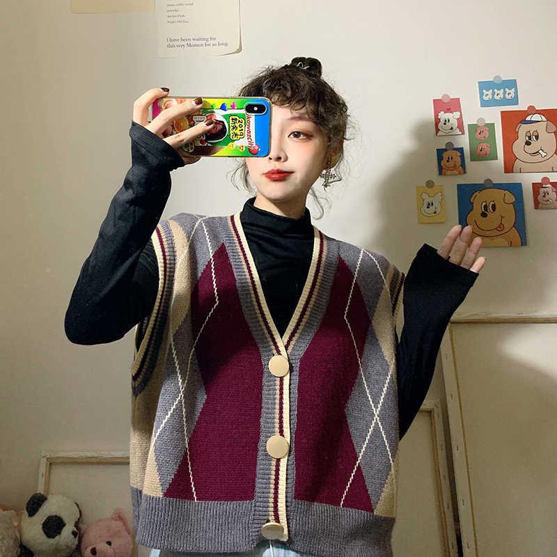 Áo khoác len không tay cổ chữ V phong cách Hàn Quốc