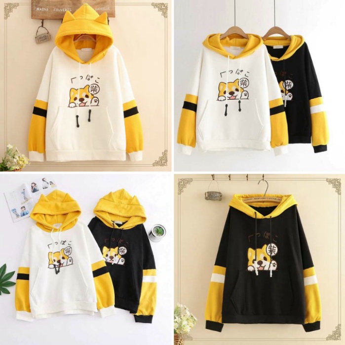 Áo khoác nỉ hoodie KN1 mèo kute unisex cho nam và nữ, chất liệu nỉ trần bông dày đẹp, co giãn thoải mái, form rộng có mũ