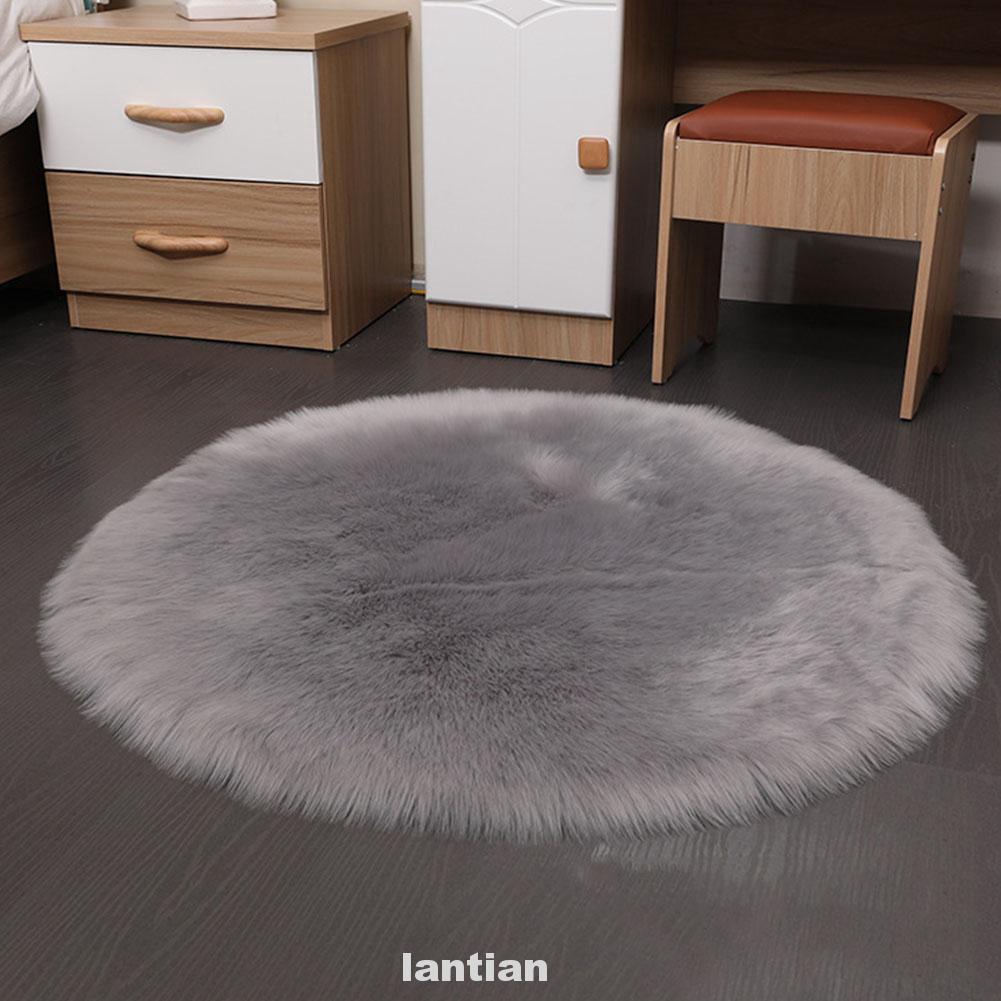 Thảm lót sàn da cừu dáng tròn trang trí nội thất nhà/phòng ngủ/ghế