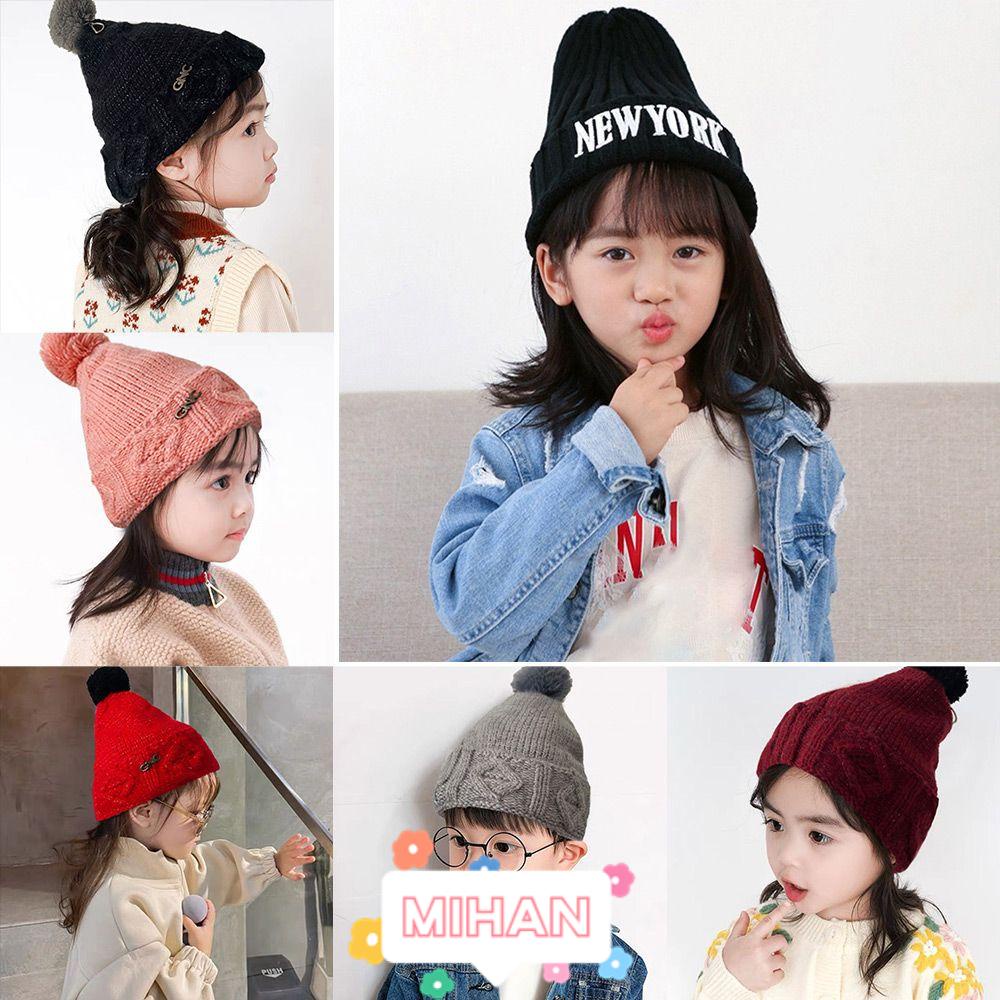 Mũ Beanie Dệt Kim Màu Trơn Dễ Thương MIHAN1 Cho Bé