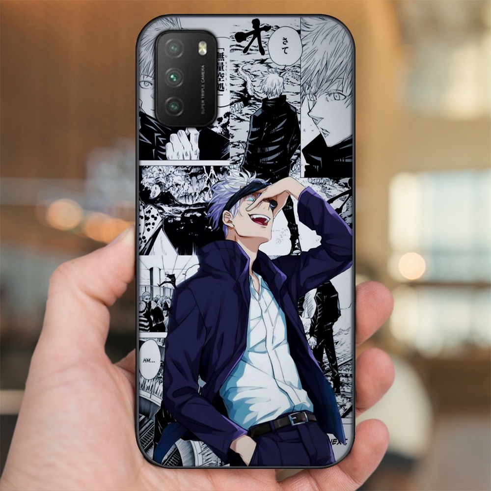 Ốp lưng Xiaomi Poco M3 viền đen in hình Satoru Jujutsu Kaisen