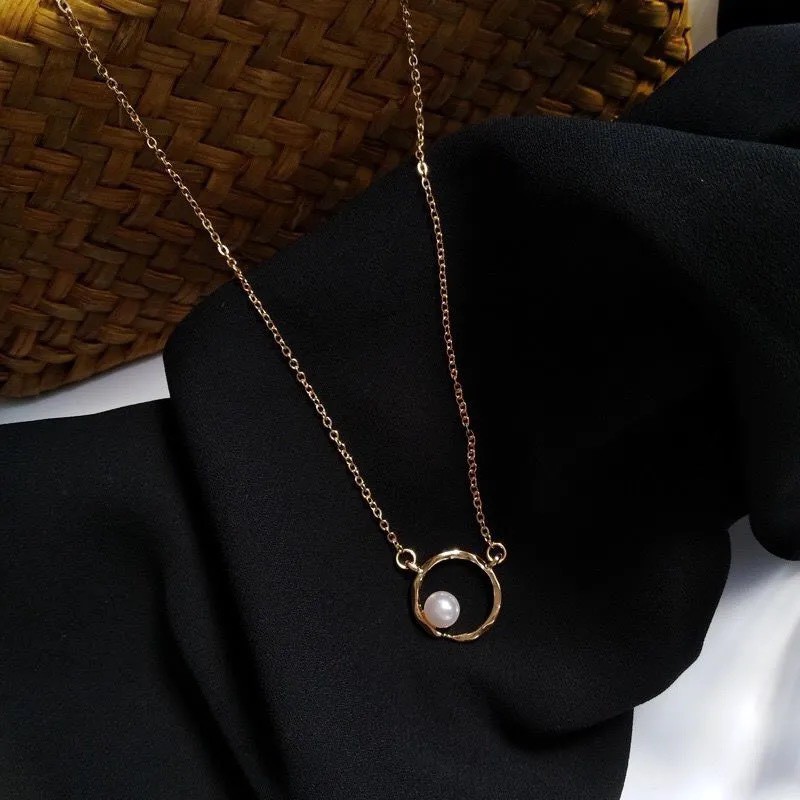 Vòng cổ Mivine mặt đính hạt ngọc trai nhân tạo xinh xắn PK14