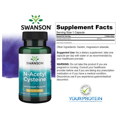 Swanson - Thực Phẩm Giải Độc Gan NAC 600mg 100 Viên
