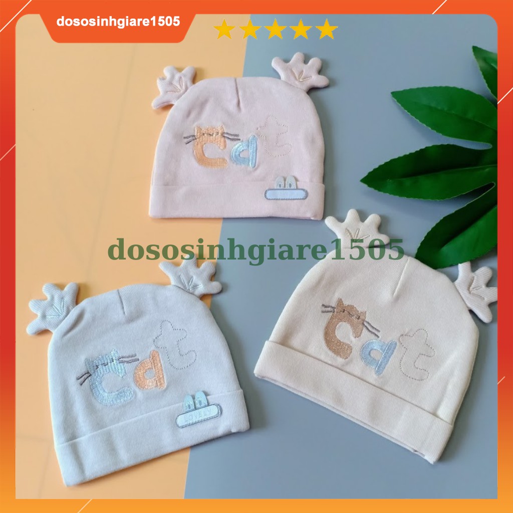 Mũ sơ sinh/ Nón sơ sinh cotton mềm mịn cho bé 0-4 tháng