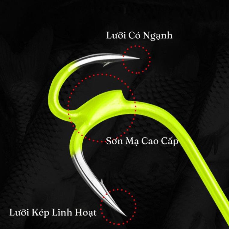 Lưỡi câu cá cao cấp Mãi Tử shenGou, nối đôi chống cá thoát, chất liệu Titan bọc lớp bảo vệ giúp bền bỉ hơn