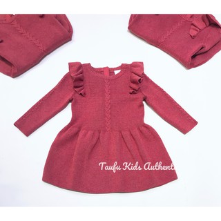 Váy len dày đỏ trơn bé gái HM Auth Size 6m đến 4Y