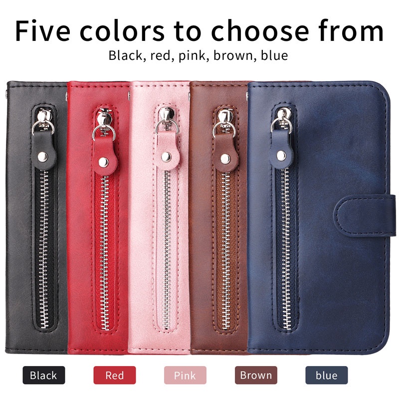 Bao Da Điện Thoại Nắp Lật Có Khóa Kéo Cho xiaomi redmi 13c 12 a1 a2 12c 11a 10 9t note 8 8t 7 7s pro plus Ốp