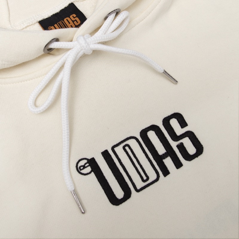 Áo Hoodie chân cua UDAS unisex dành cho nam và nữ có mũ form rộng BASIC - Cream