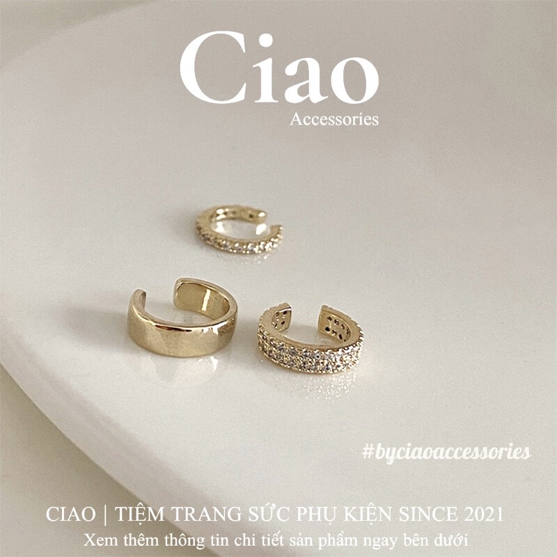 [HOẢ TỐC 1H] Set 3 khuyên vành tai/ Kẹp vành tai thiết kế lấp lánh mã 35 Ciao accessories