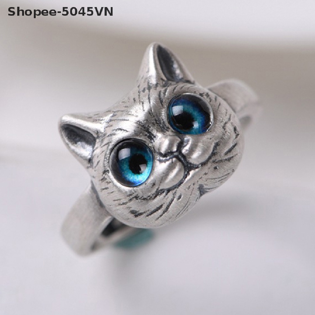 [rain] 2022! Nhẫn Hở Hình Mèo Con Dễ Thương Phong Cách Vintage