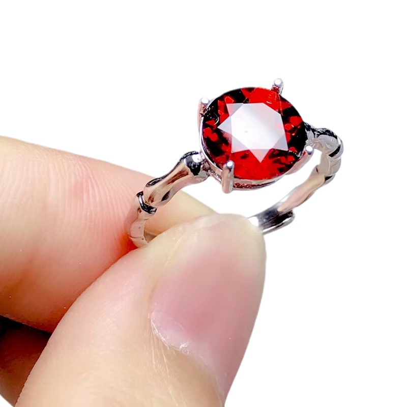 Mới Nhẫn Bạc 925 Đính Đá Hồng Ngọc Và Đá Hồng Ngọc Sang Trọng Cho Nữ