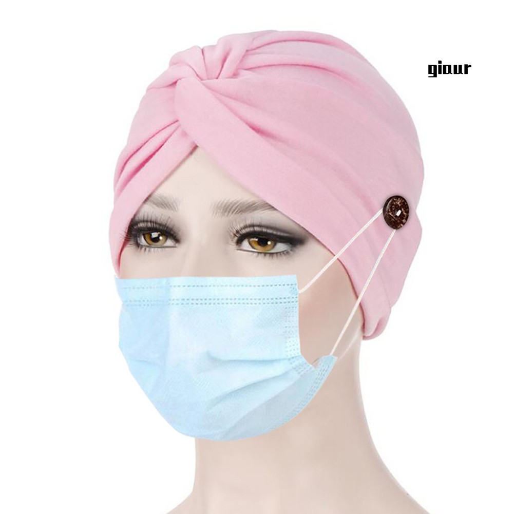 Mũ Beanie Màu Trơn Đính Nút Thời Trang Cho Nữ